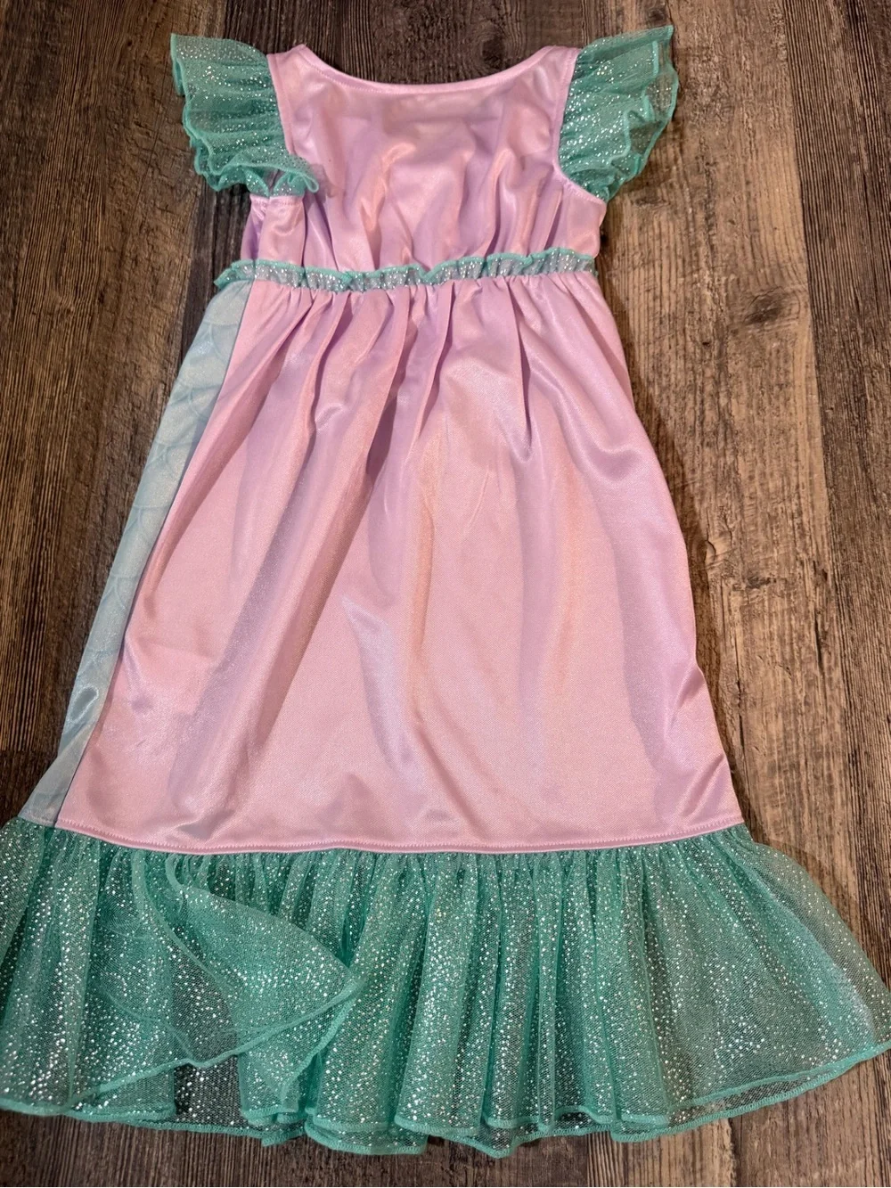 Disney Princess Ariel Little Mermaid Nightgown Costume Dress Up 3T Pink Teal - Picture 4 of 4